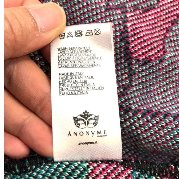 Anonyme Multi Color Long Open Front Wool Blend Cardigan Sweater Made in Italy - Picture 8 of 10